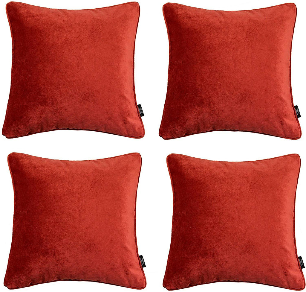 McAlister Textiles Matt Rust Red Orange Velvet 43cm x 43cm Cushion Sets Cushions and Covers Cushion Covers Set of 4 