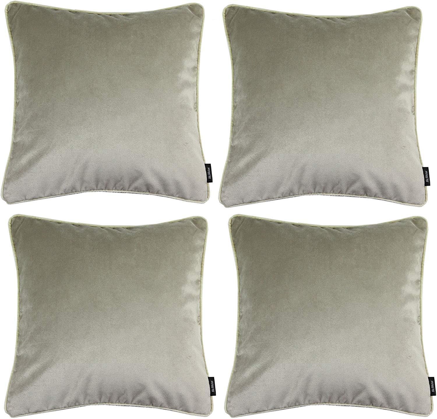McAlister Textiles Matt Beige Mink Velvet 43cm x 43cm Cushion Sets Cushions and Covers Cushion Covers Set of 4 