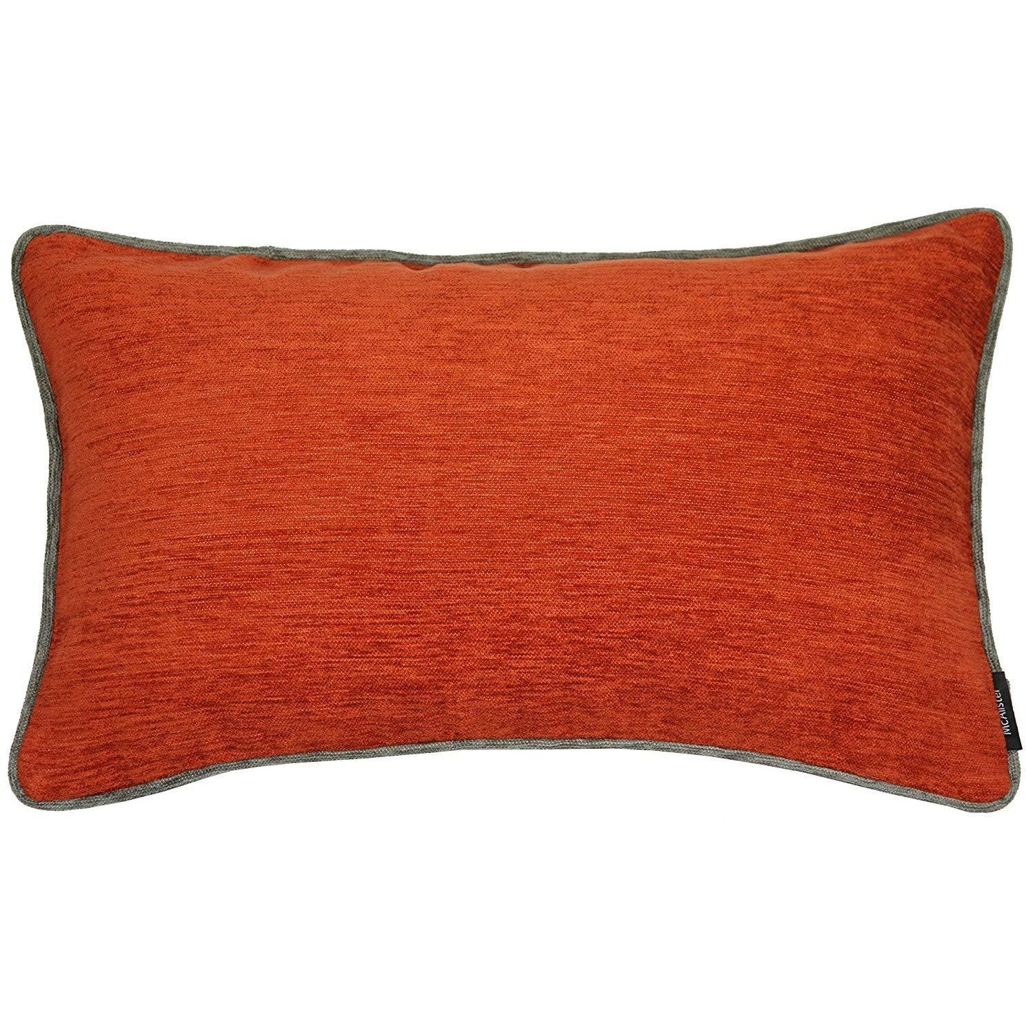 McAlister Textiles Alston Chenille Burnt Orange + Grey Cushion Cushions and Covers Cover Only 50cm x 30cm 