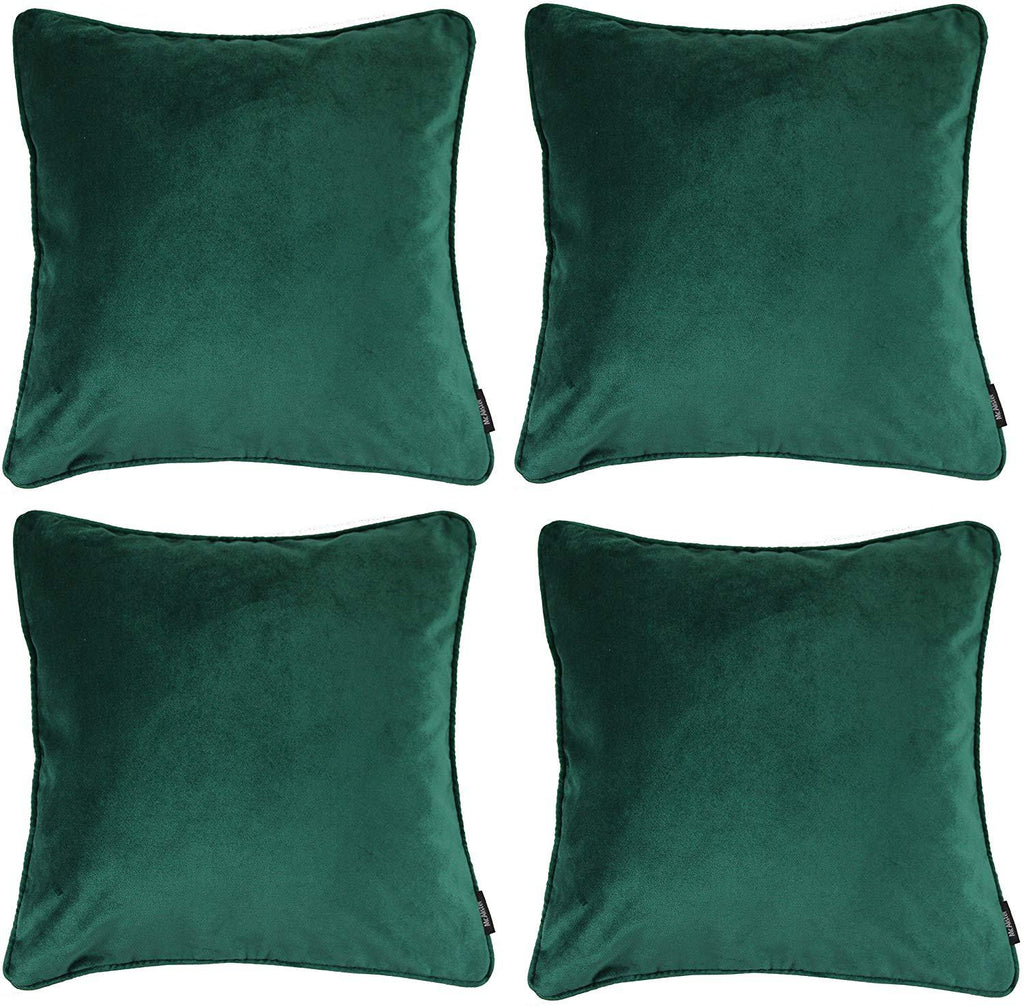 McAlister Textiles Matt Emerald Green Velvet 43cm x 43cm Cushion Sets Cushions and Covers Cushion Covers Set of 4 