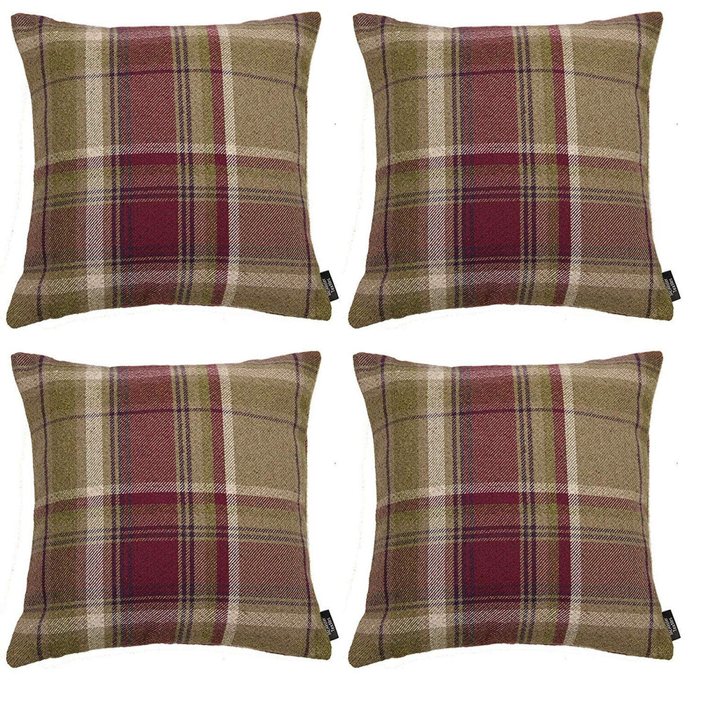 McAlister Textiles Heritage Purple + Green Tartan 43cm x 43cm Cushion Sets Cushions and Covers Cushion Covers Set of 4 