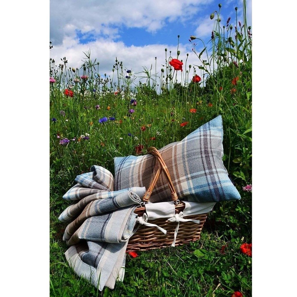 McAlister Textiles Angus Duck Egg Blue Tartan Cushion Cushions and Covers 