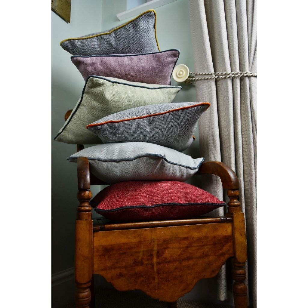 McAlister Textiles Herringbone Boutique Grey + Orange Cushion Cushions and Covers 
