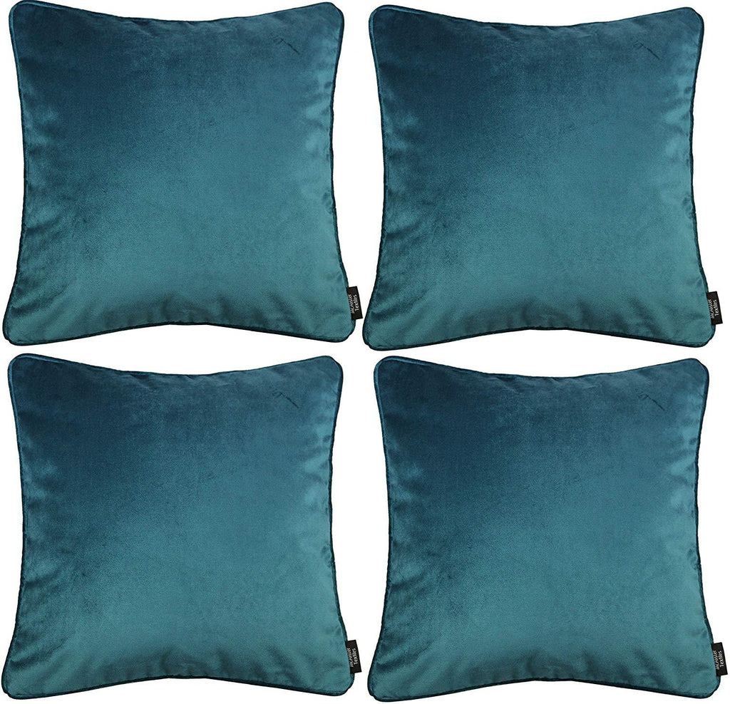 McAlister Textiles Matt Blue Teal Velvet 43cm x 43cm Cushion Sets Cushions and Covers Cushion Covers Set of 4 