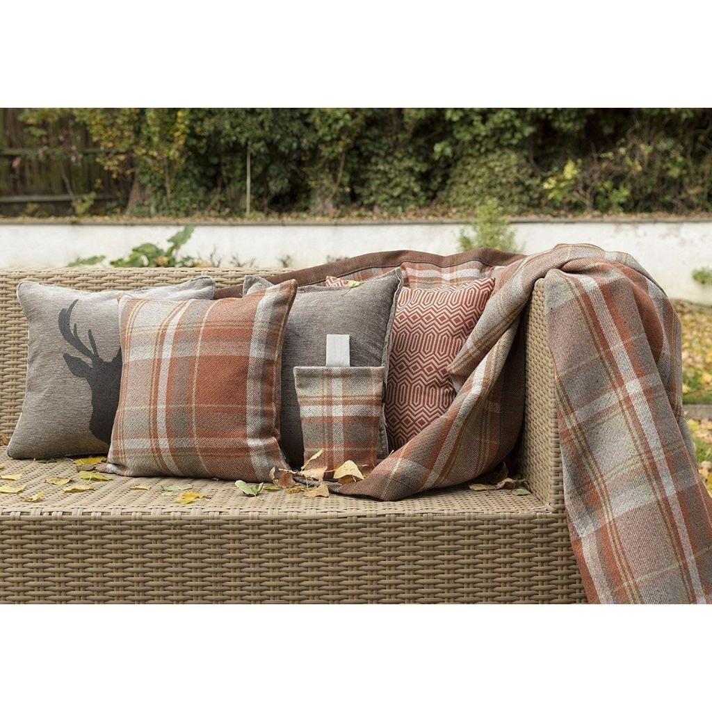 McAlister Textiles Heritage Burnt Orange + Grey Tartan Cushion Cushions and Covers 