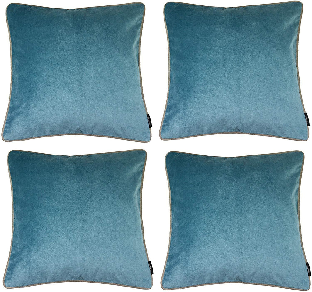 McAlister Textiles Matt Duck Egg Blue Velvet 43cm x 43cm Cushion Sets Cushions and Covers Cushion Covers Set of 4