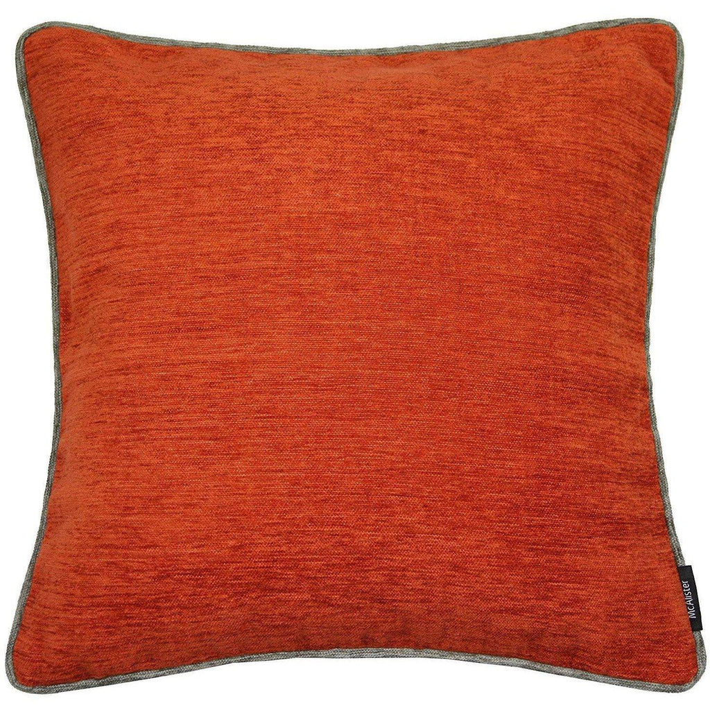 McAlister Textiles Alston Chenille Burnt Orange + Grey Cushion Cushions and Covers Cover Only 43cm x 43cm 