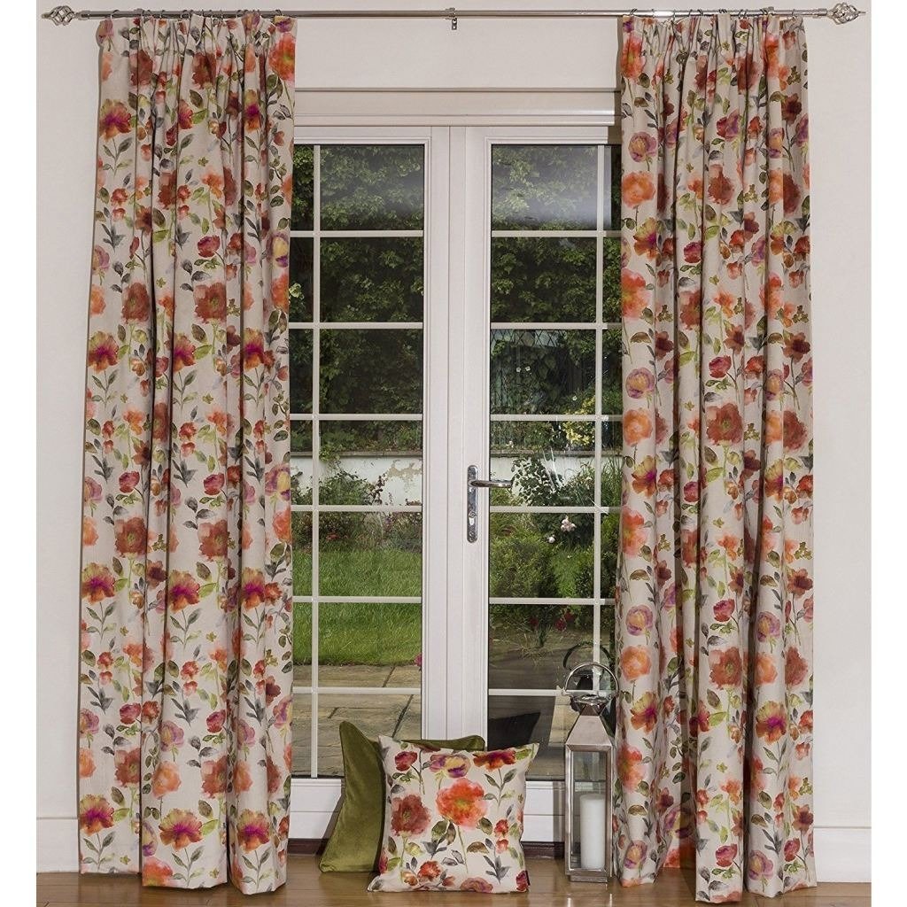 McAlister Textiles Renoir Floral Orange Velvet Curtains Tailored Curtains 116cm(w) x 182cm(d) (46" x 72") 