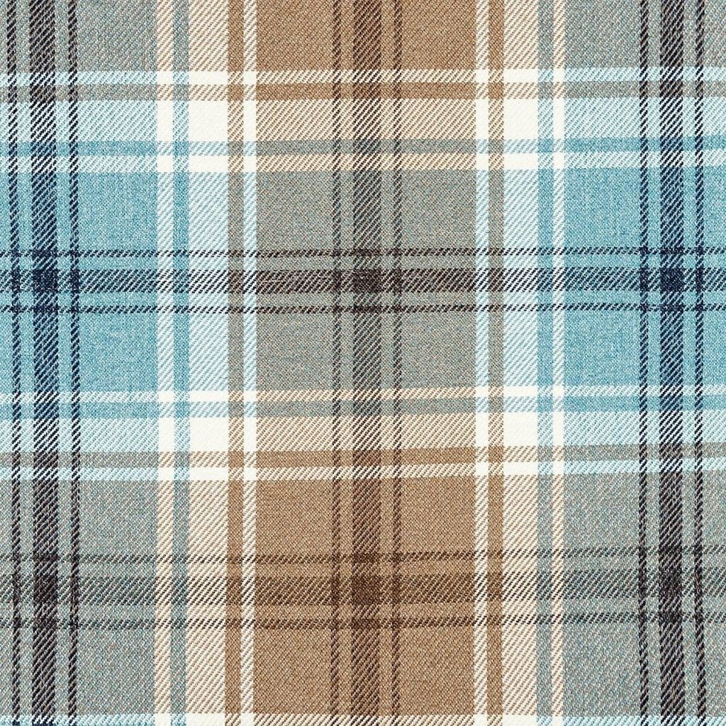 McAlister Textiles Angus Duck Egg Blue Tartan Check Curtain Fabric Fabrics 