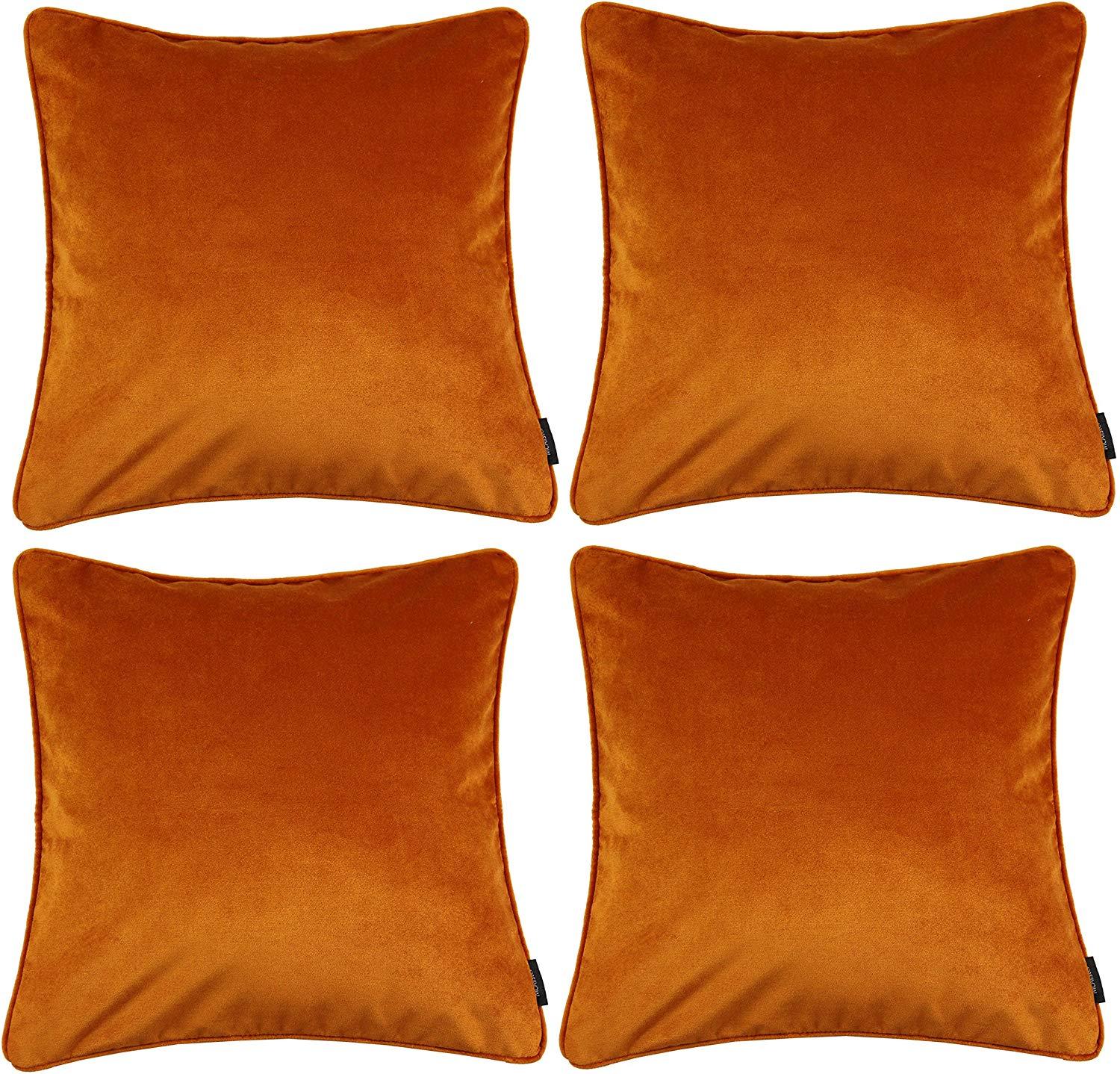McAlister Textiles Matt Burnt Orange Velvet 43cm x 43cm Cushion Sets Cushions and Covers Cushion Covers Set of 4 