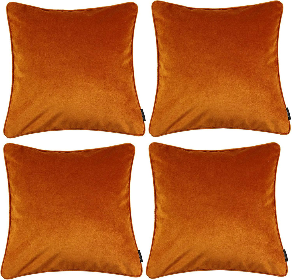 McAlister Textiles Matt Burnt Orange Velvet 43cm x 43cm Cushion Sets Cushions and Covers Cushion Covers Set of 4 