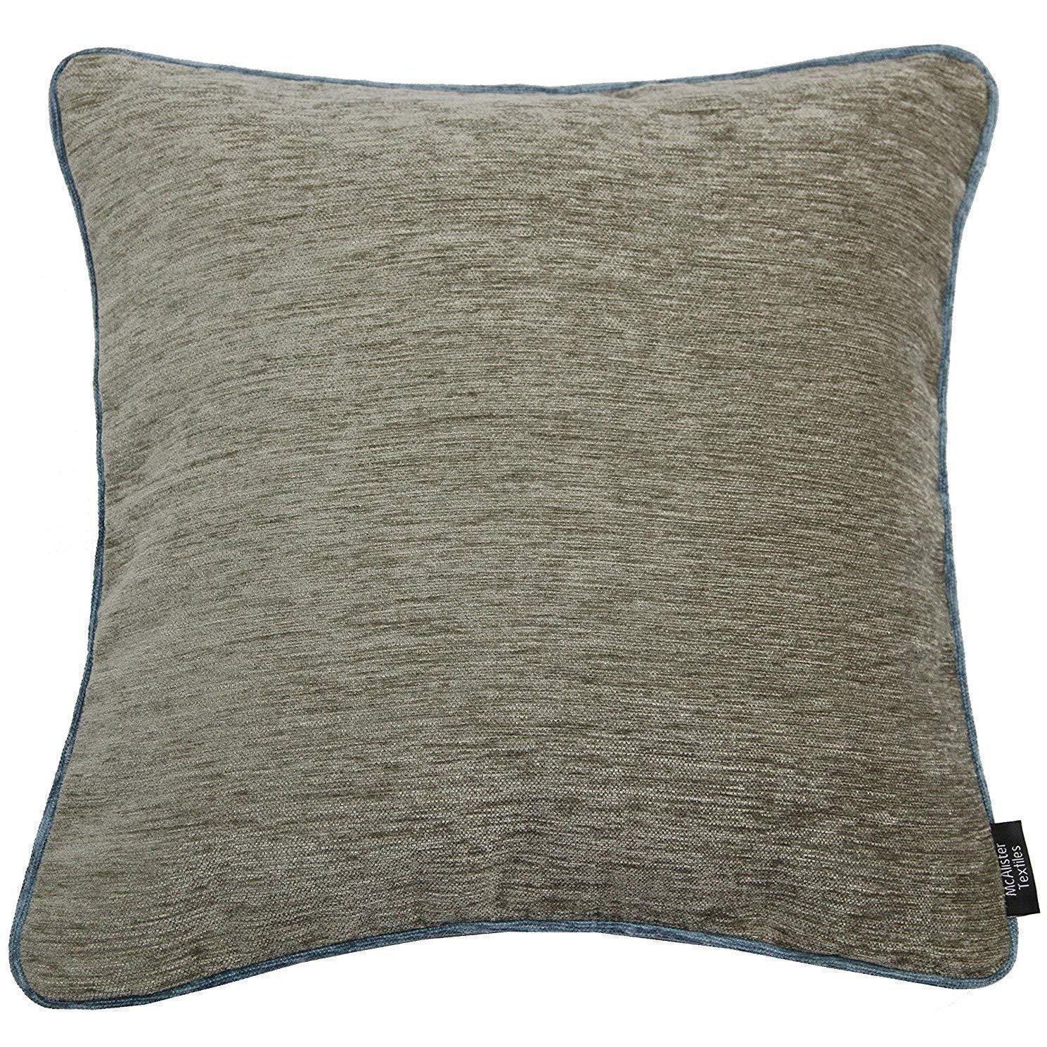 McAlister Textiles Alston Chenille Beige + Blue Cushion Cushions and Covers Cover Only 43cm x 43cm 