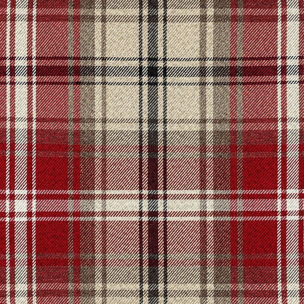 McAlister Textiles Angus Red + White Tartan Check Curtain Fabric Fabrics 1/2 Metre 