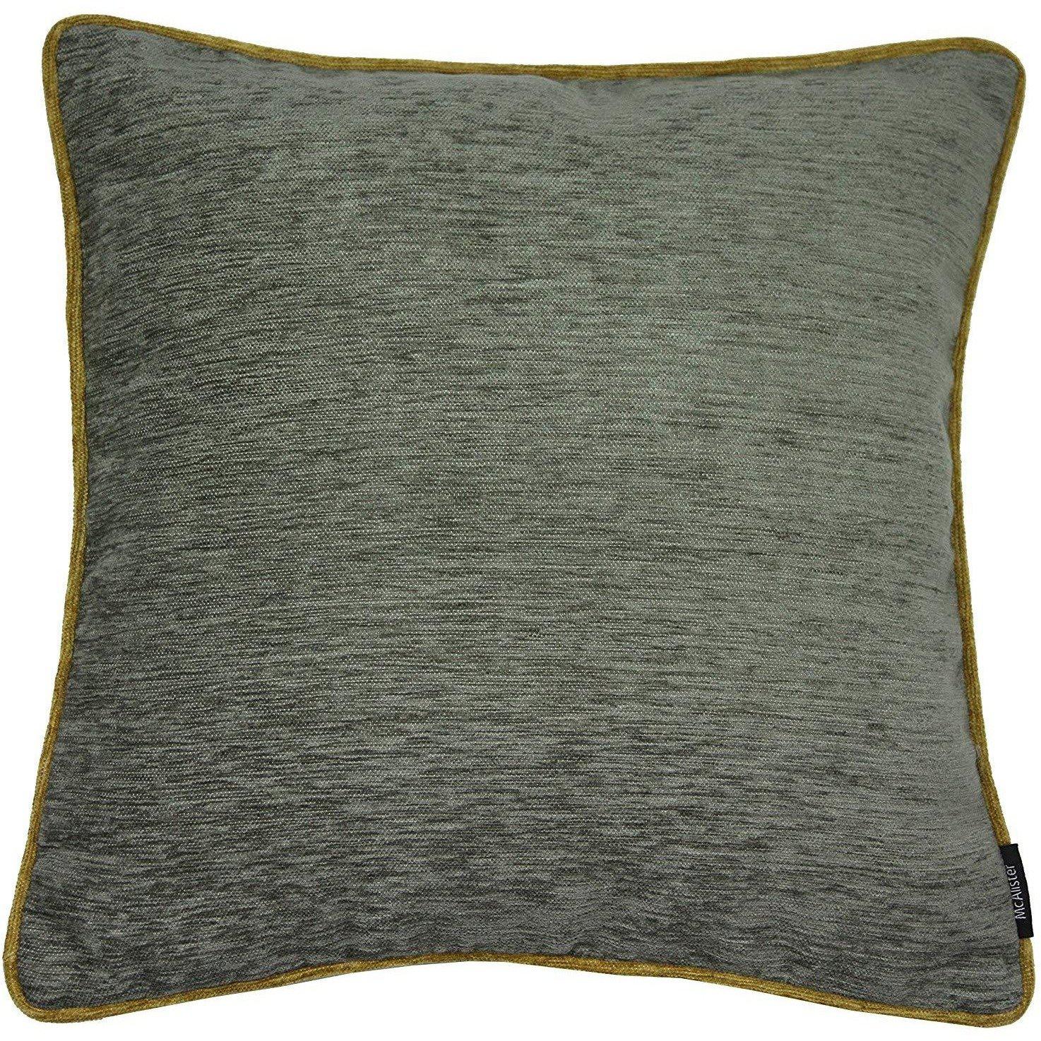 McAlister Textiles Alston Chenille Grey + Yellow Cushion Cushions and Covers Cover Only 43cm x 43cm 