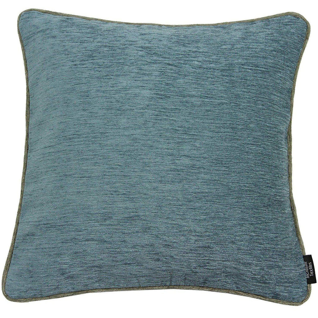 McAlister Textiles Alston Chenille Blue + Beige Cushion Cushions and Covers Cover Only 43cm x 43cm