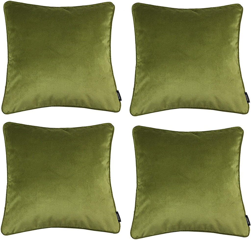 McAlister Textiles Matt Lime Green Velvet 43cm x 43cm Cushion Sets Cushions and Covers Cushion Covers Set of 4 