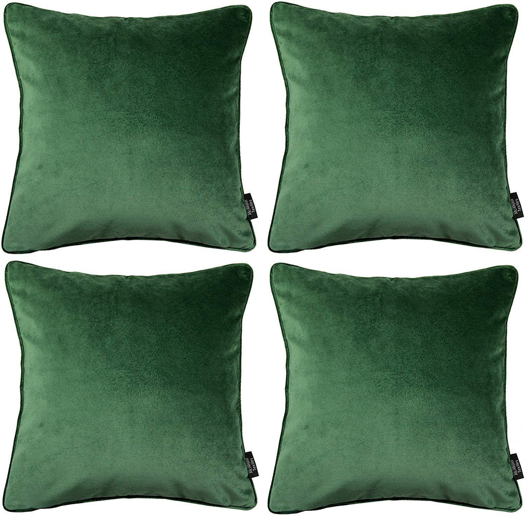 McAlister Textiles Matt Moss Green Velvet 43cm x 43cm Cushion Sets Cushions and Covers Cushion Covers Set of 4 