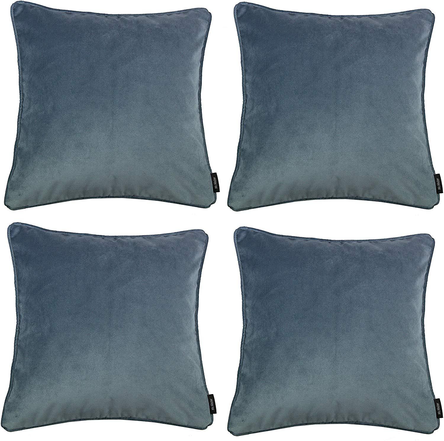McAlister Textiles Matt Petrol Blue Velvet 43cm x 43cm Cushion Sets Cushions and Covers Cushion Covers Set of 4 