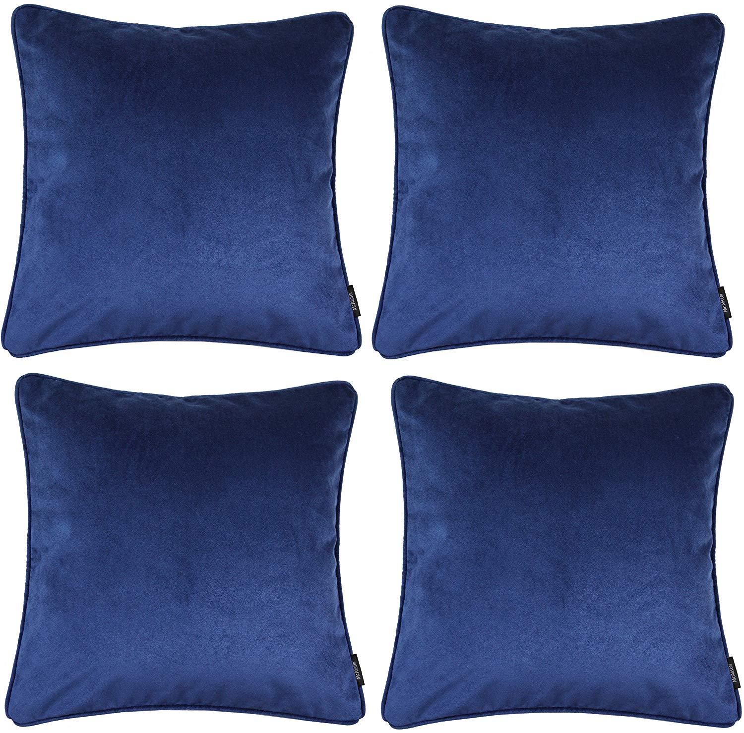 McAlister Textiles Matt Navy Blue Velvet 43cm x 43cm Cushion Sets Cushions and Covers Cushion Covers Set of 4 