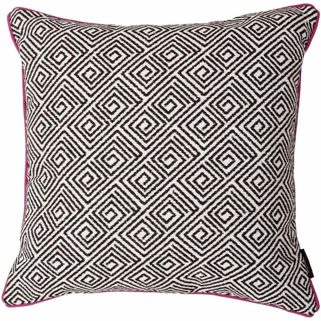 McAlister Textiles Acapulco Black + White Abstract Cushion Cushions and Covers Polyester Filler 43cm x 43cm 