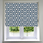 Load image into Gallery viewer, McAlister Textiles Arizona Geometric Wedgewood Blue Roman Blind Roman Blinds Standard Lining 130cm x 200cm Wedgewood Blue
