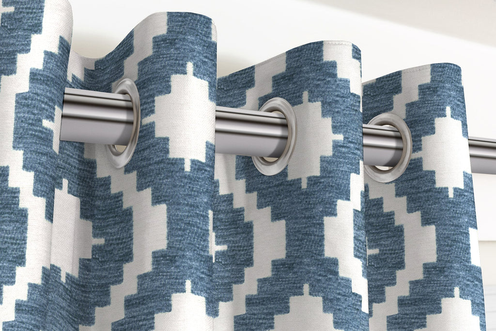 McAlister Textiles Arizona Geometric Wedgewood Blue Curtains Tailored Curtains 
