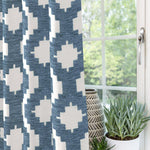 Load image into Gallery viewer, McAlister Textiles Arizona Geometric Wedgewood Blue Curtains Tailored Curtains 116cm(w) x 182cm(d) (46&quot; x 72&quot;) 
