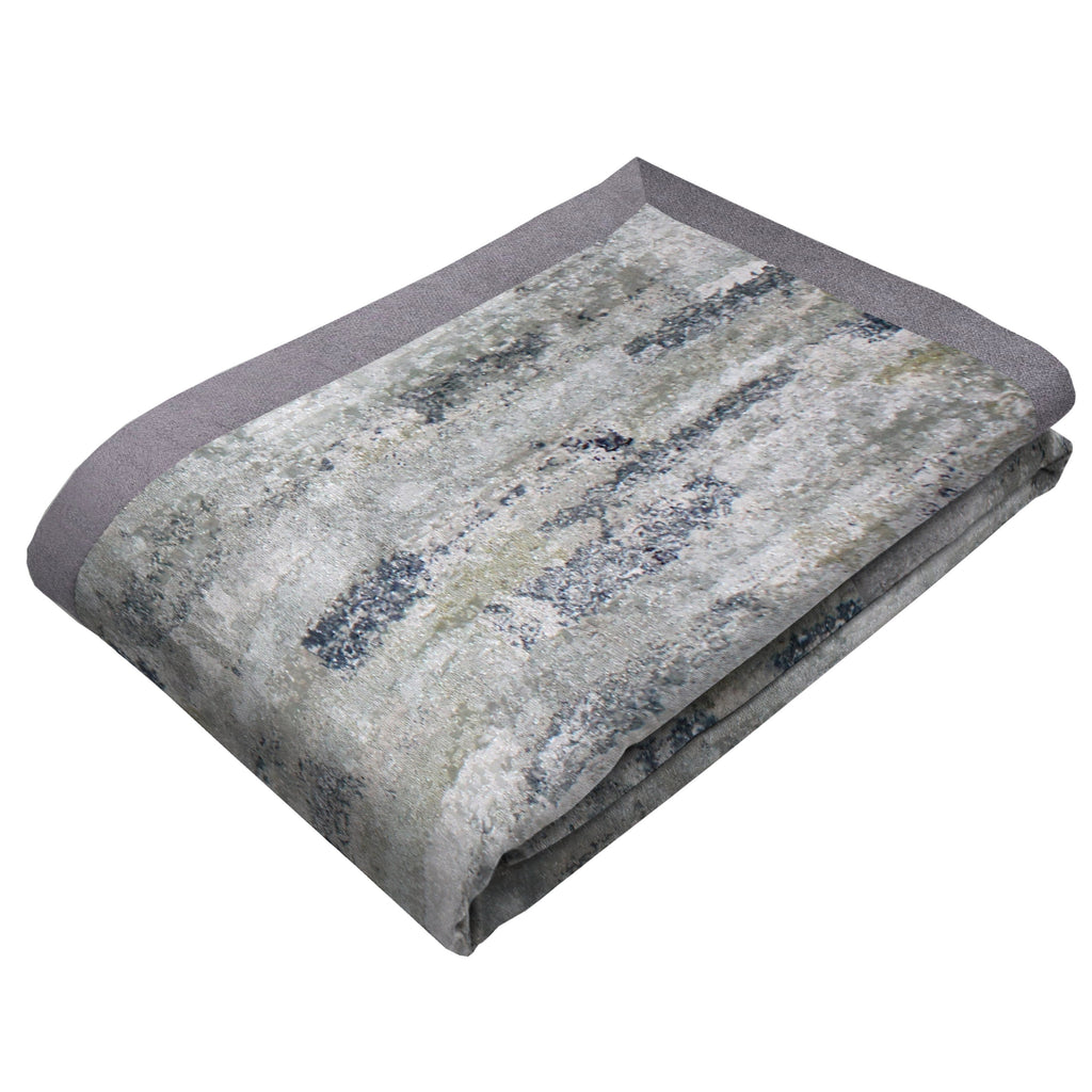McAlister Textiles Aura Grey Natural Printed Velvet Throws & Runners Throws and Runners Bed Runner (50cm x 240cm) 