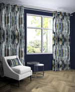 Load image into Gallery viewer, Aura Navy Blue Printed Velvet Curtains

