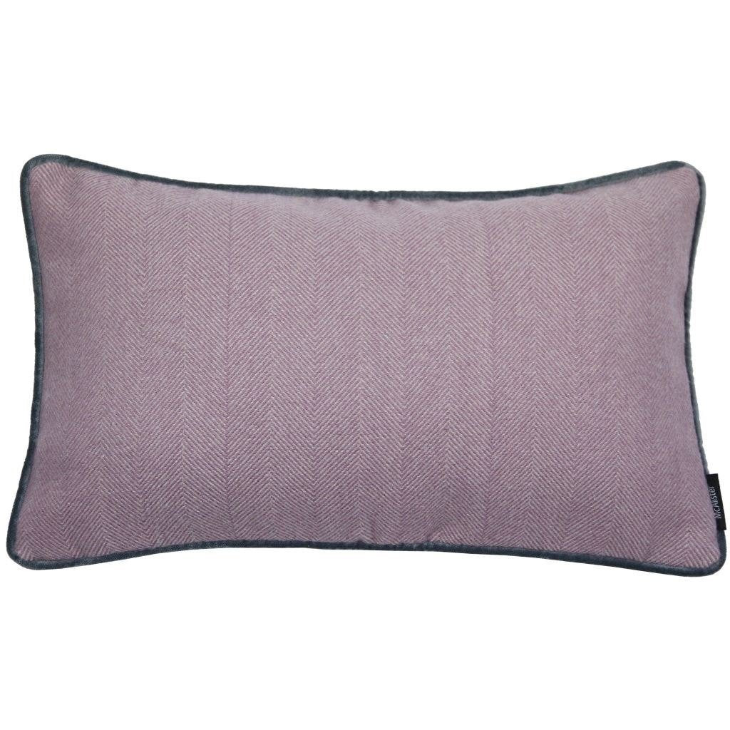 McAlister Textiles Herringbone Boutique Purple + Grey Cushion Cushions and Covers Cover Only 50cm x 30cm 