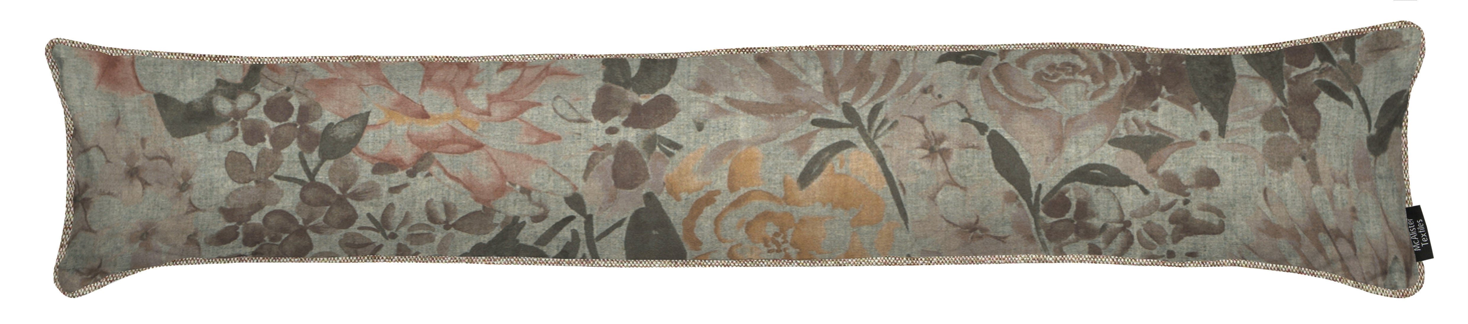 McAlister Textiles Blooma Green Pink and Ochre Floral Draught Excluder Draught Excluders 18cm x 80cm 