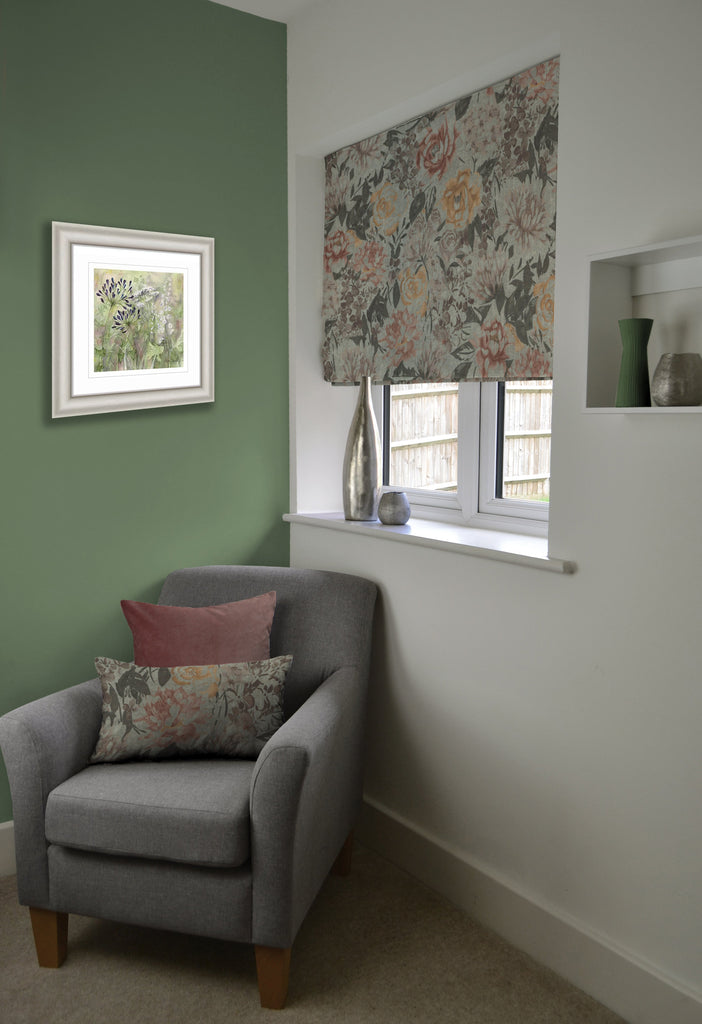 McAlister Textiles Blooma Green, Pink and Ochre Roman Blinds