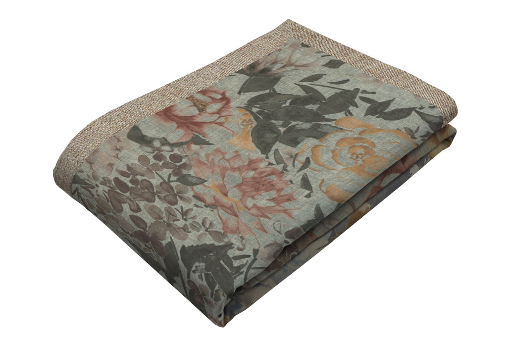 McAlister Textiles Blooma Green, Pink and Ochre Floral Throw Blanket & Runners Regular (130cm x 200cm)