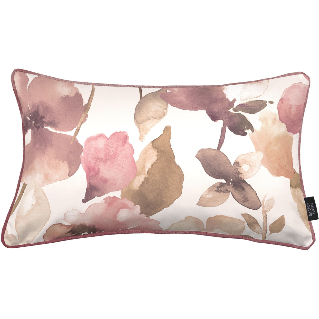 McAlister Textiles Blush Pink Floral Velvet Pillow Cover Cover Only 60cm x 40cm 