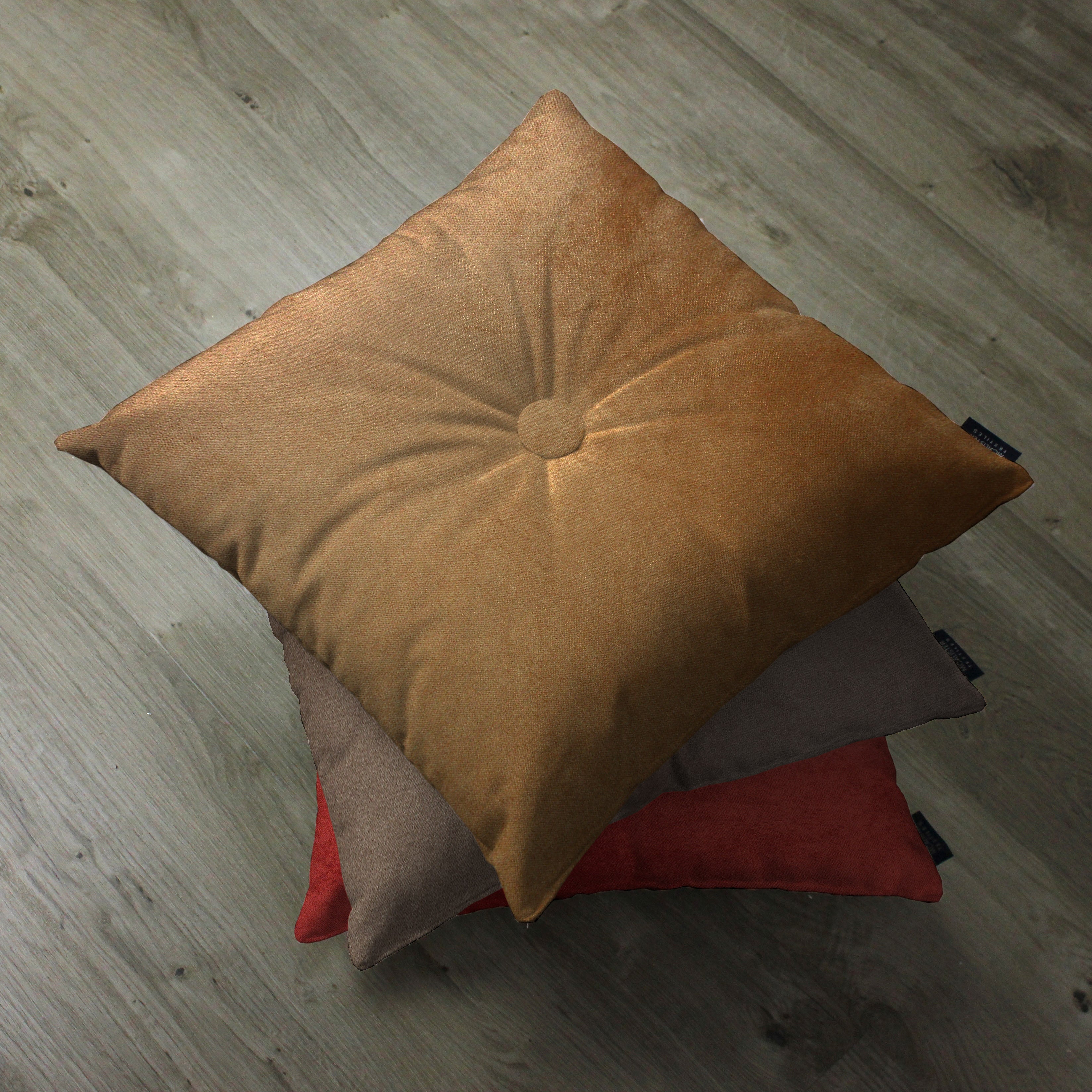 McAlister Textiles Matt Caramel Gold Velvet Button Cushions Cushions and Covers Cover Only 60cm x 40cm