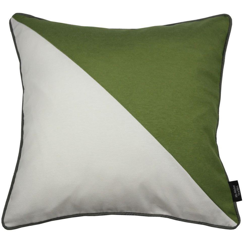 McAlister Textiles Panama Patchwork Fern Green + Cream Cushion Cushions and Covers Cover Only 43cm x 43cm 