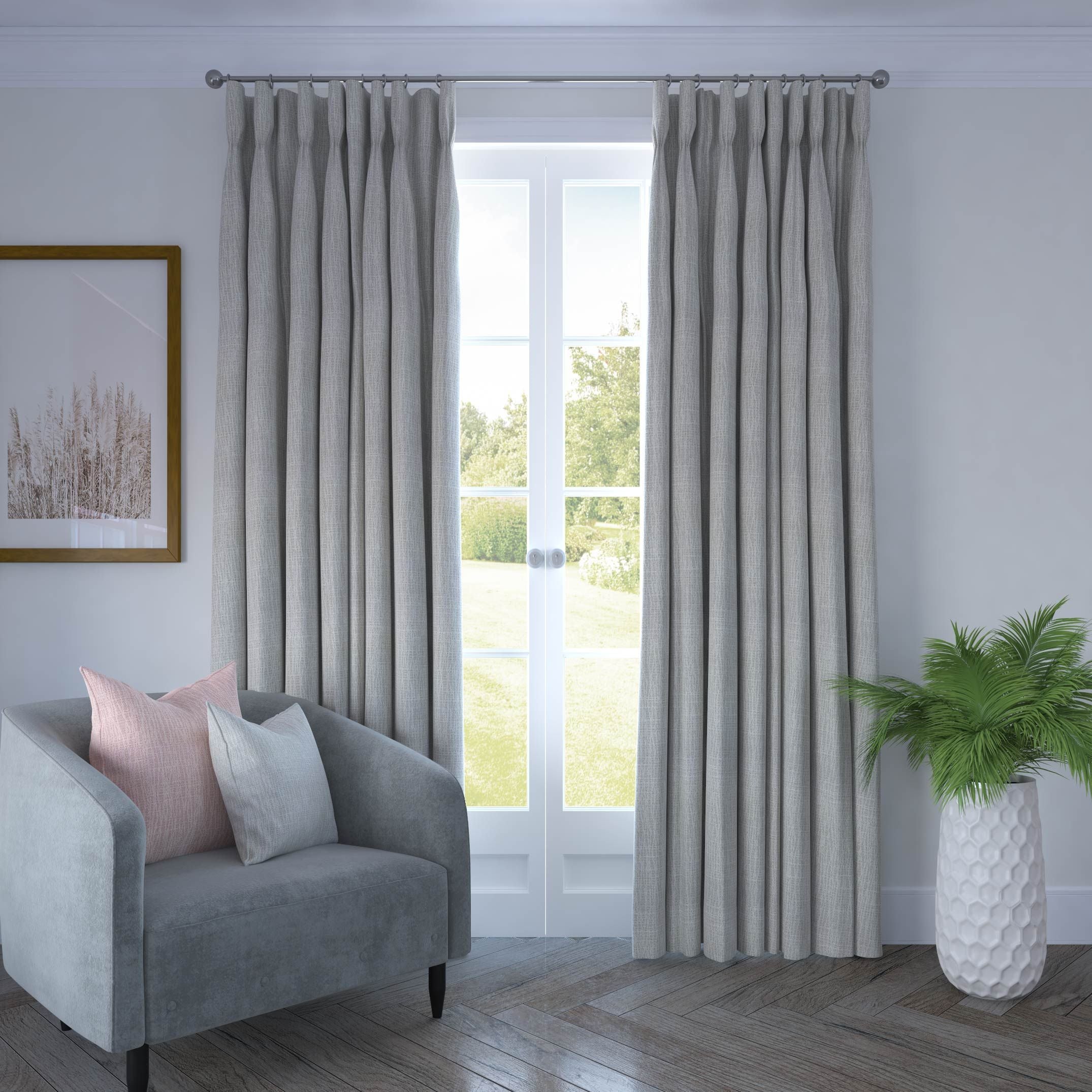Linea Dove Grey Textured Curtains