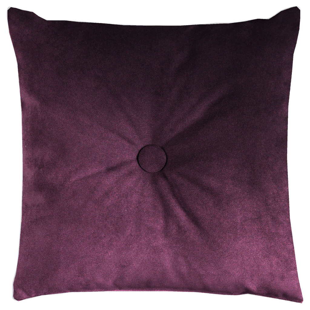 McAlister Textiles Matt Aubergine Purple Velvet Button Cushions Cushions and Covers Cover Only 43cm x 43cm 