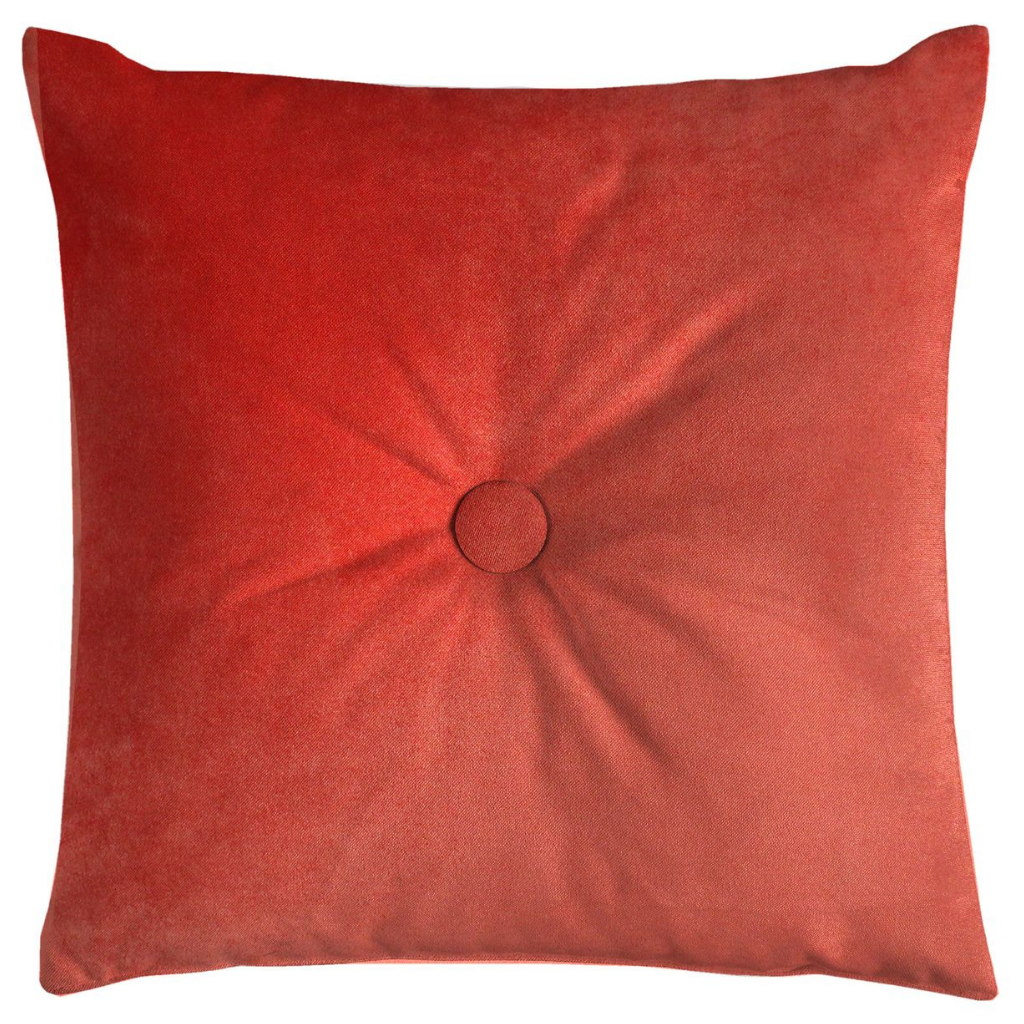 McAlister Textiles Matt Coral Pink Velvet Button Cushions Cushions and Covers Cover Only 43cm x 43cm 