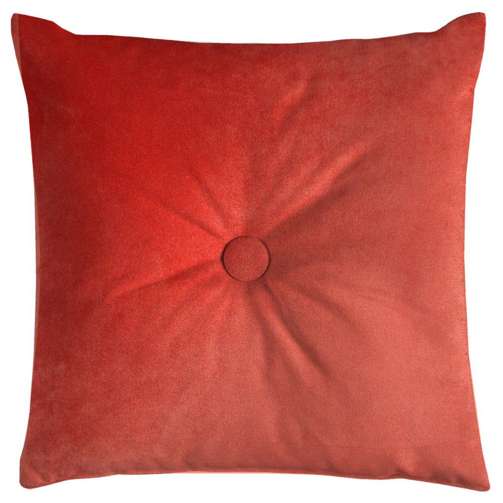 McAlister Textiles Matt Coral Pink Velvet Button Cushions Cushions and Covers Cover Only 43cm x 43cm