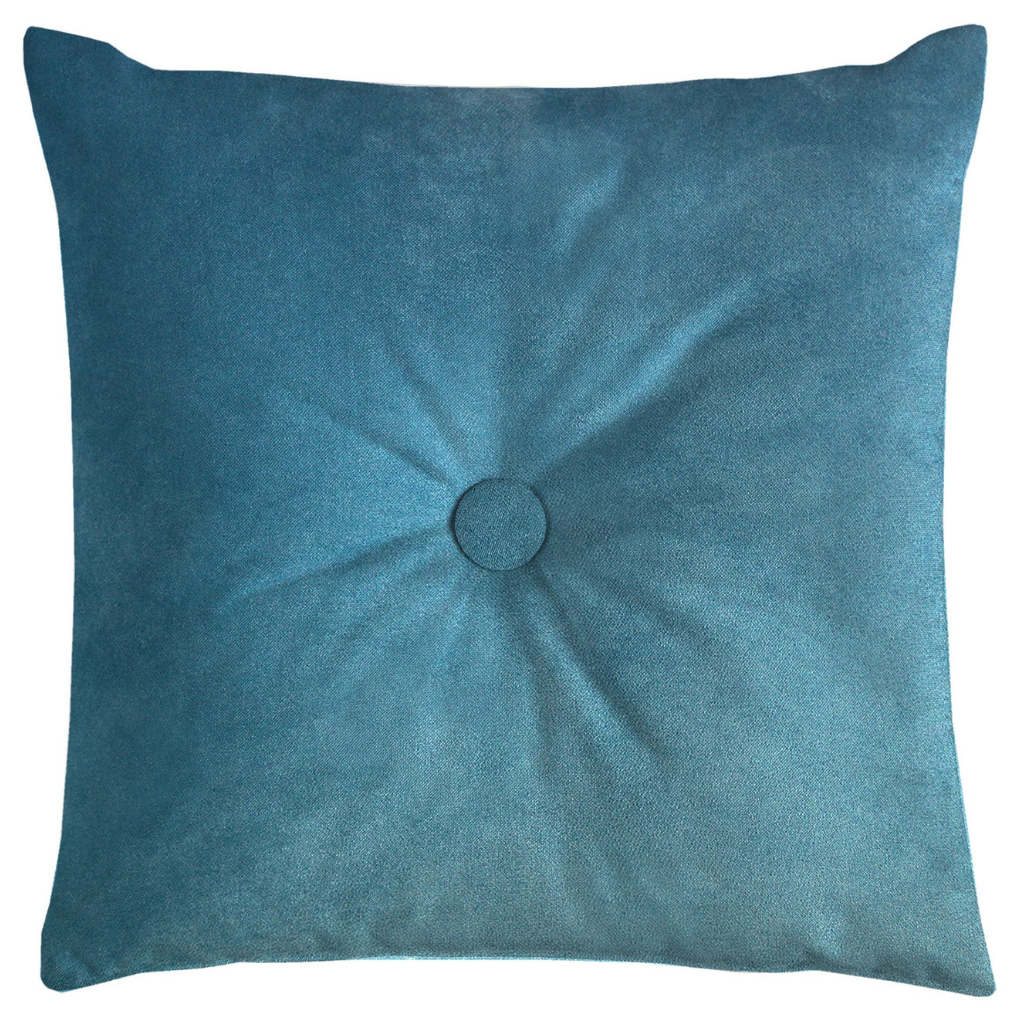 McAlister Textiles Matt Duck Egg Blue Velvet Button Cushions Cushions and Covers Cover Only 43cm x 43cm 