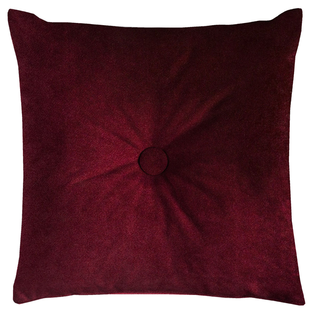 McAlister Textiles Matt Wine Red Velvet Button Cushions Cushions and Covers Cover Only 43cm x 43cm 