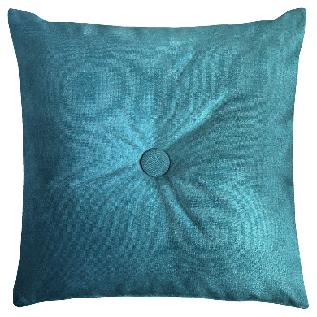 McAlister Textiles Matt Blue Teal Velvet Button Cushions Cushions and Covers Cover Only 43cm x 43cm 