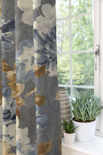 Load image into Gallery viewer, McAlister Trade Camilla Navy, Grey and Ochre Curtains Tailored Curtains

