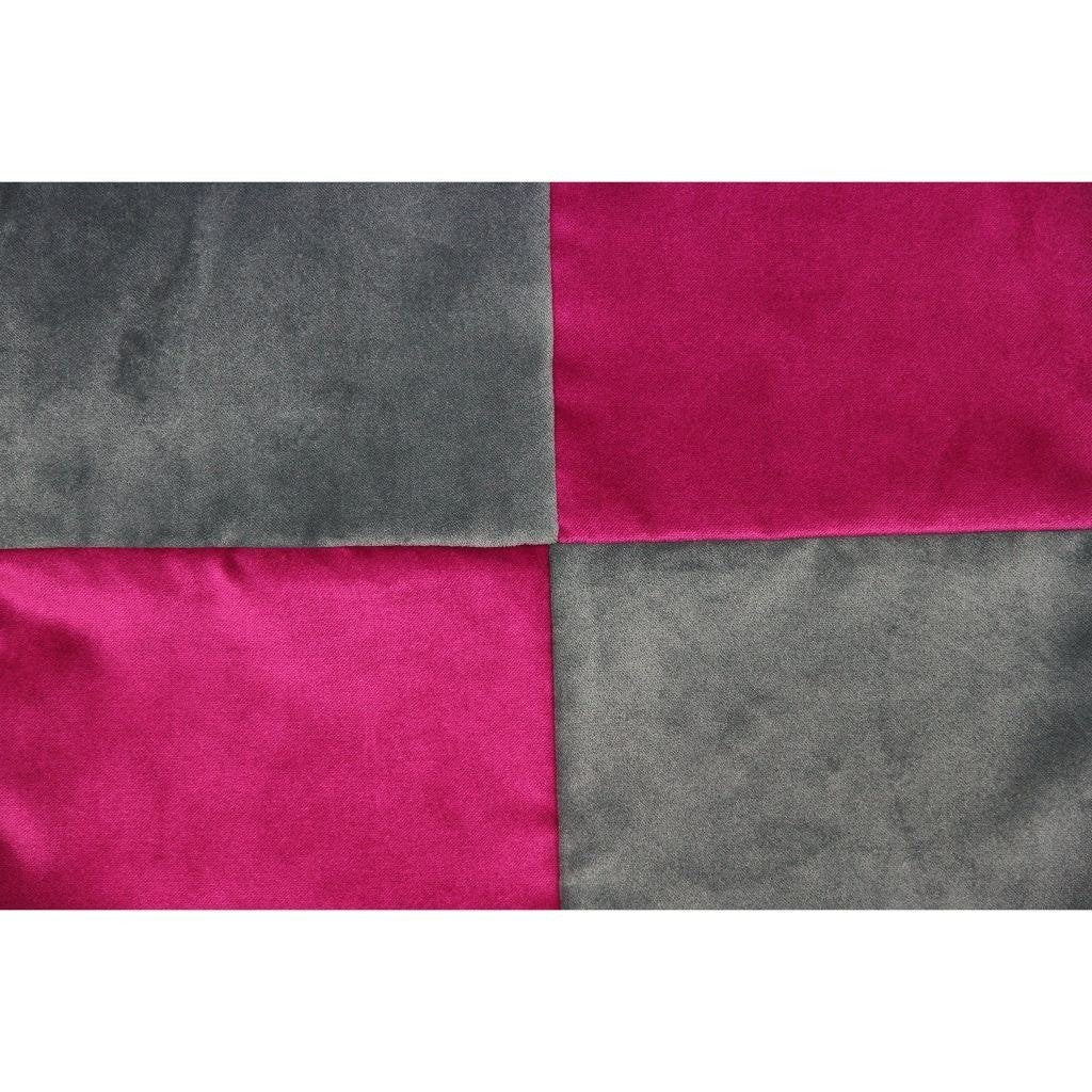 McAlister Textiles Square Patchwork Velvet Pink + Grey Cushion Cushions and Covers 