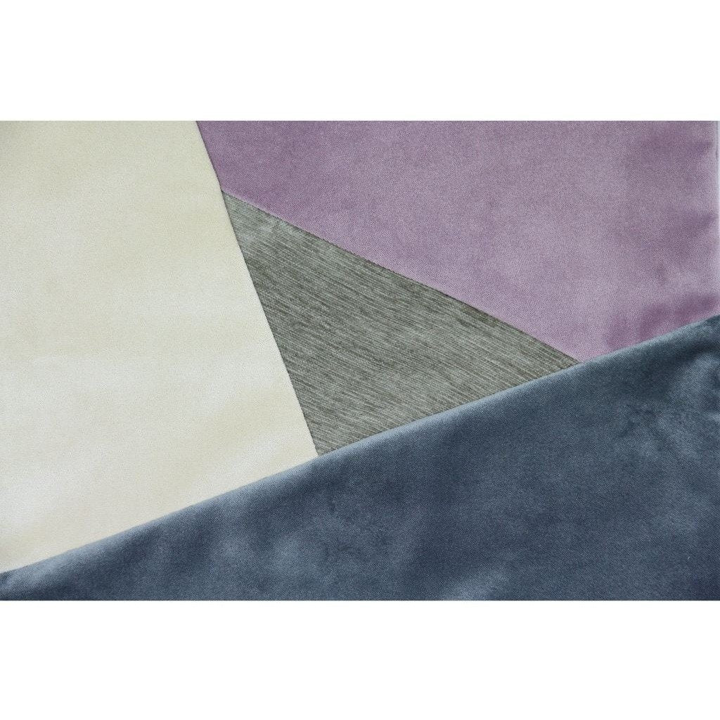McAlister Textiles Triangle Patchwork Velvet Purple, Gold + Grey Cushion Cushions and Covers 