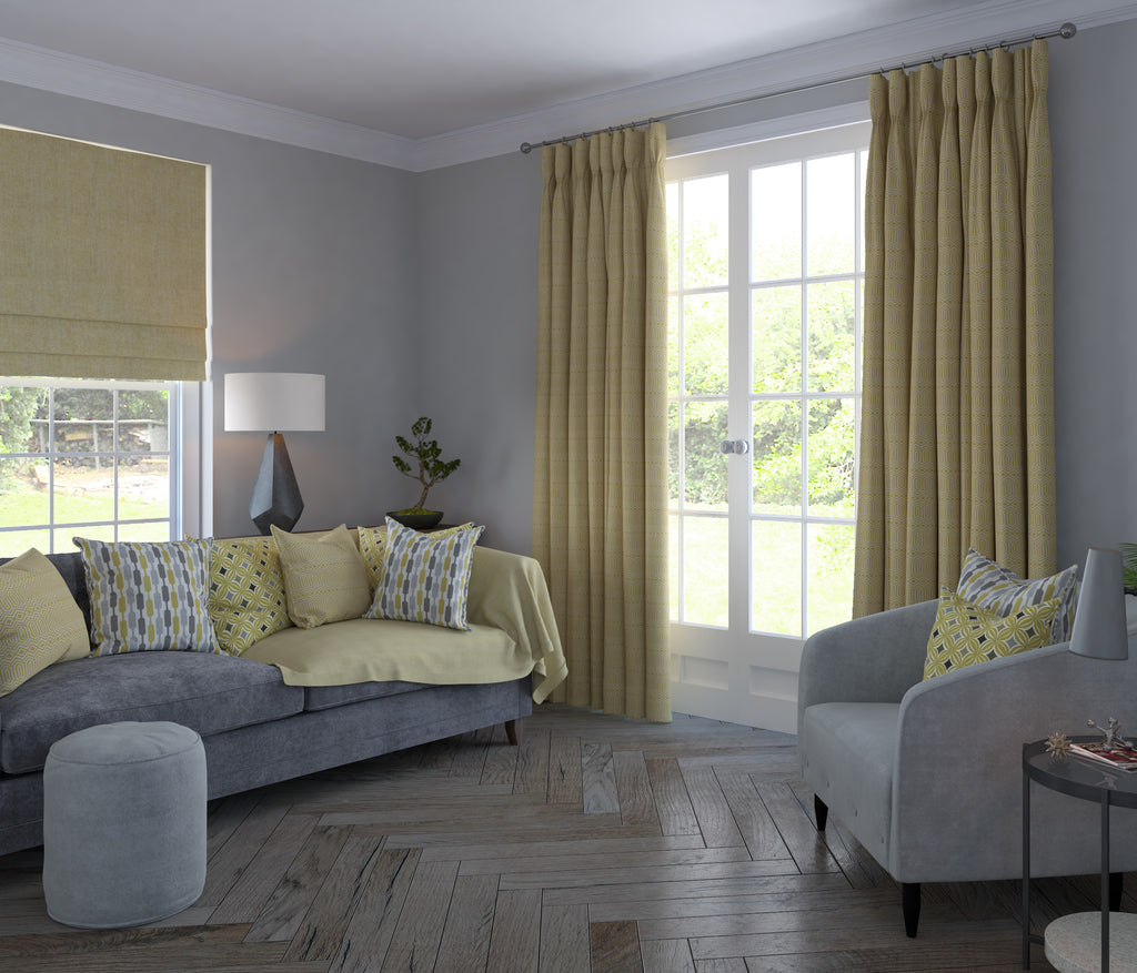 McAlister Textiles Colorado Geometric Yellow Curtains Tailored Curtains