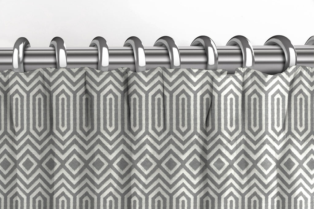 McAlister Textiles Colorado Geometric Charcoal Grey Curtains Tailored Curtains 