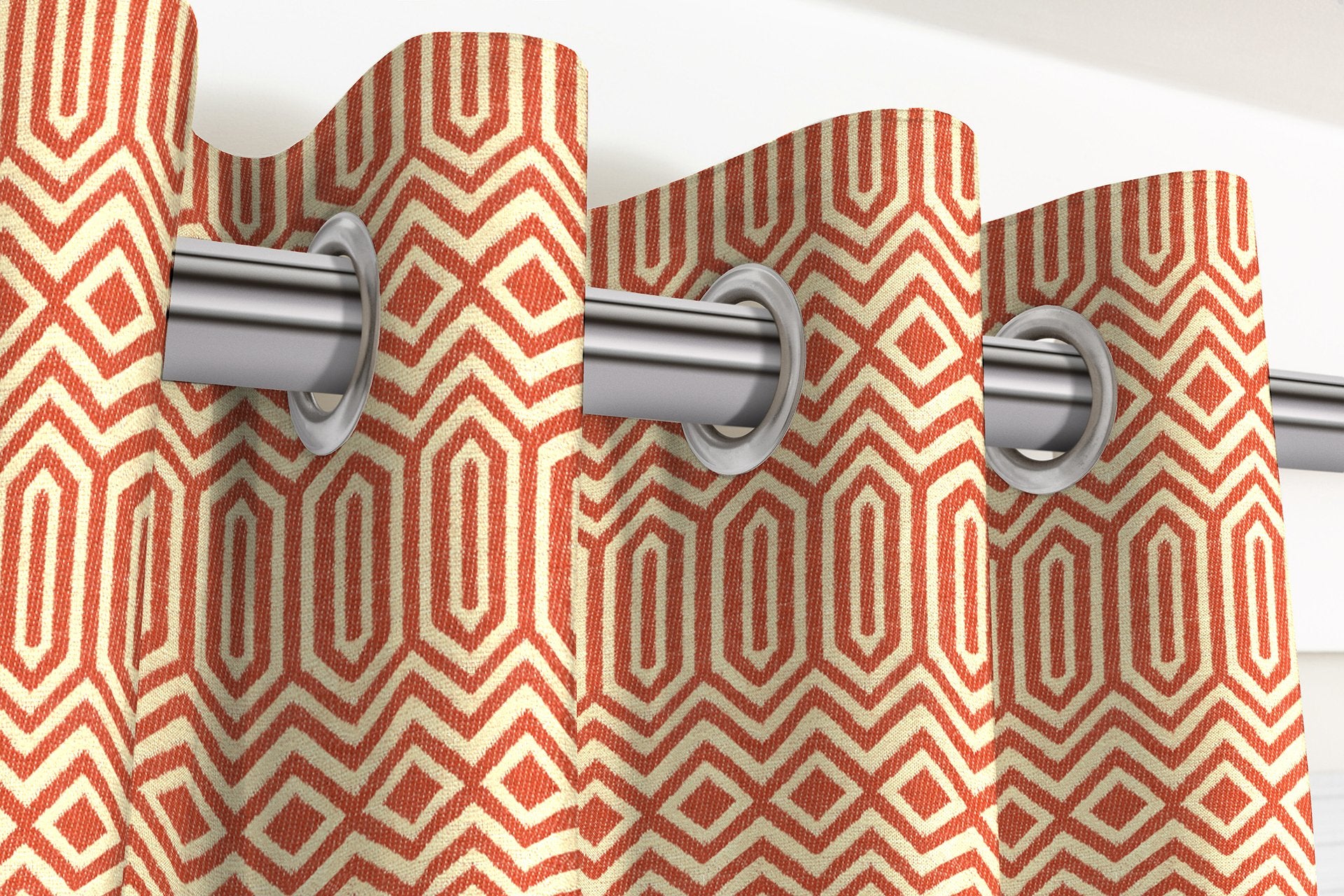 McAlister Textiles Colorado Geometric Burnt Orange Curtains Tailored Curtains 