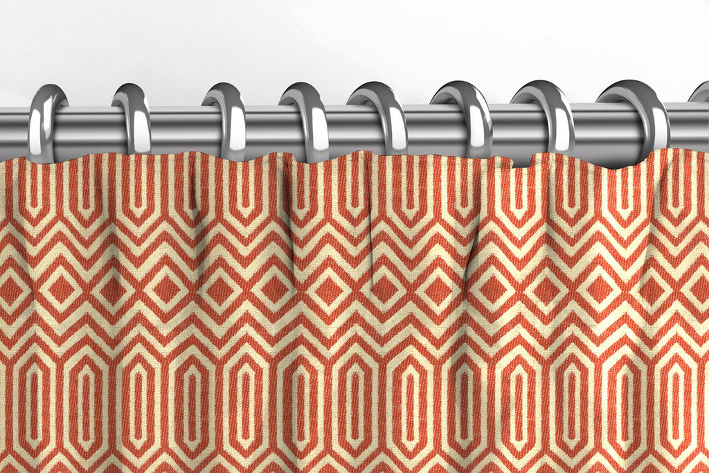 McAlister Textiles Colorado Geometric Burnt Orange Curtains Tailored Curtains 